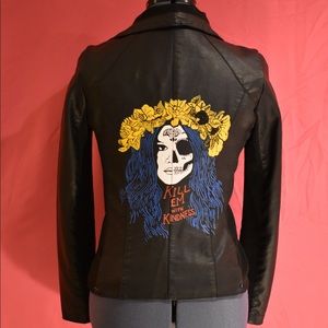 Hand Painted Selena Gomez Kindness Leather Jacket